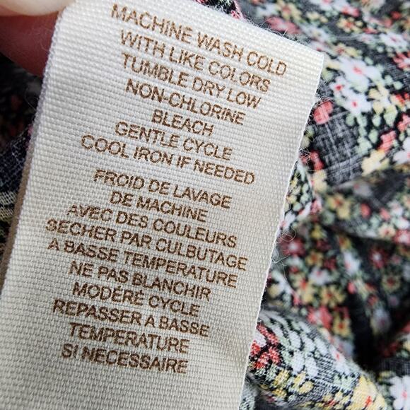 Free People Mini Dress Size 2 Floral Micro Mini Turtleneck 3/4 Sleeve Y2K Peplum - Picture 11 of 11